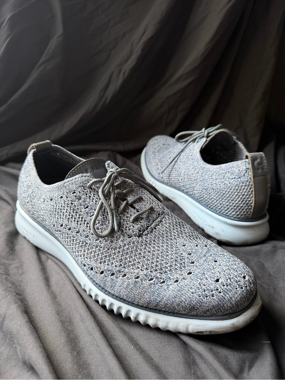 Cole Men’s Knit Lace-Up Oxfords in Light Gray